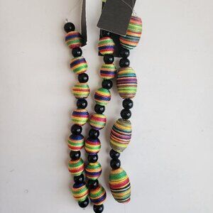 Threaded fabric bead strand, colorful beads for DIY jewelry, supply destash